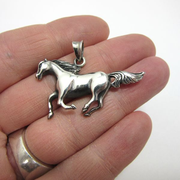 Running Horse Pendant - Sterling Silver
